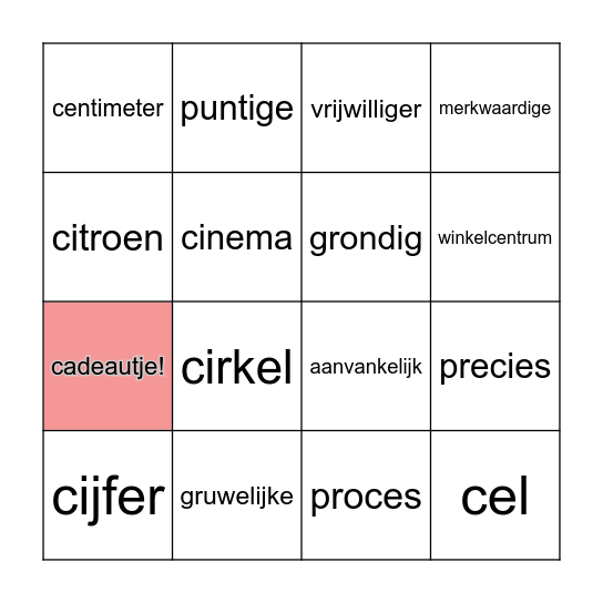 Woordpakket 5 Bingo Card