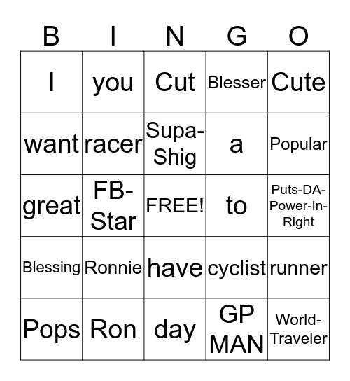 BINGO RONNIEEEEEEEEEE Bingo Card