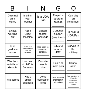 Superstar Bingo Card