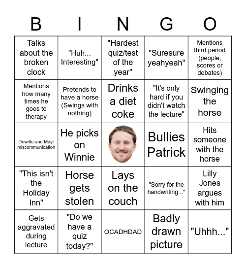 Mayr Bingo (Don't say bingo during lecture!) Bingo Card