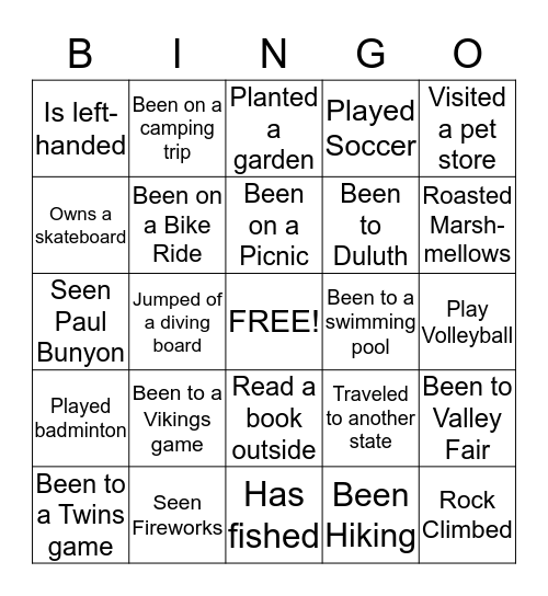 FOCUS Spring Fling Bingo Card