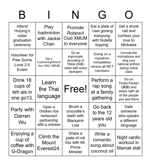 Untitled Bingo Card