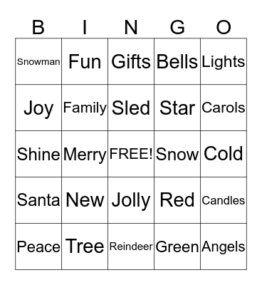 Holiday Bingo Card