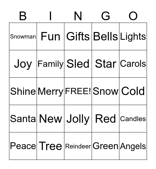 Holiday Bingo Card