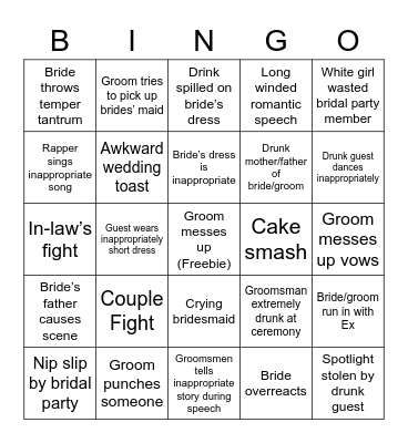 Wedding Bingo Card