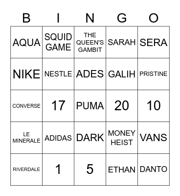 SERA Bingo Card