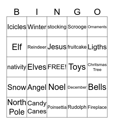 CHRISTMAS 2012 Bingo Card