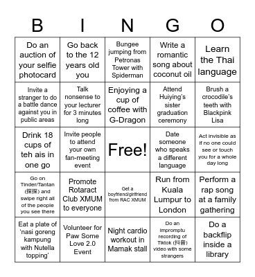 Fiorella Bingo Card