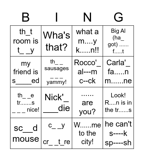 Go getter 2 0.4 (other) Bingo Card