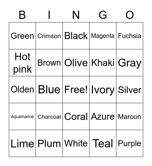 Test Bingo Card