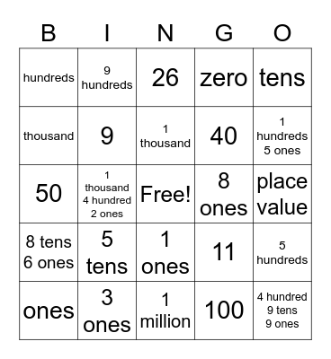 Ms. Costa's Bingo Card