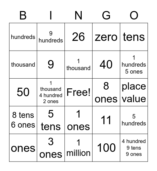 Ms. Costa's Bingo Card