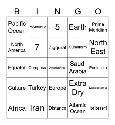 World Geography Bingo Card