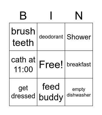 THis morning Bingo Card
