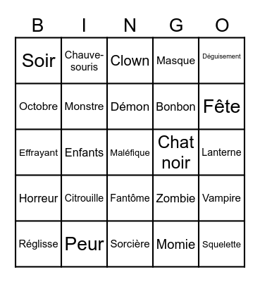 Bingo Halloween Bingo Card