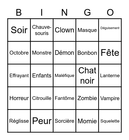 Bingo Halloween Bingo Card