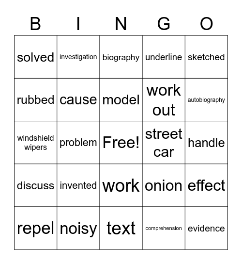 G3 U1 W4 Mary Anderson's Invention Bingo Card