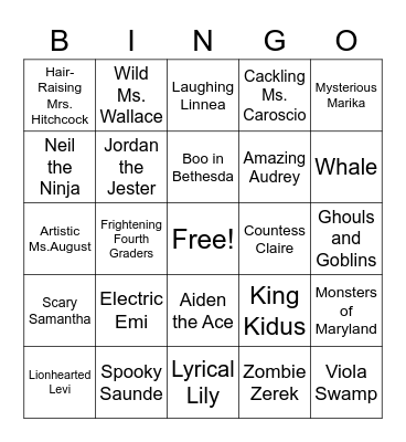 Rowdy Rodriguez Bingo Card