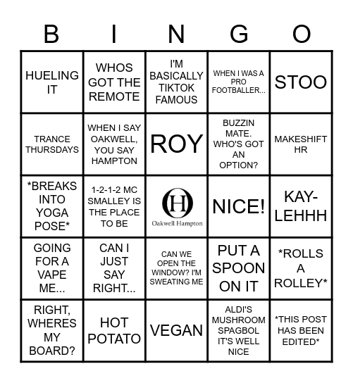 Oakwell Hampton BINGO! Bingo Card