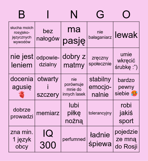agowy chłop 🥺👉👈 Bingo Card