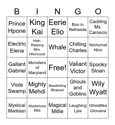 Mrs. Dyer's Devils Bingo Card