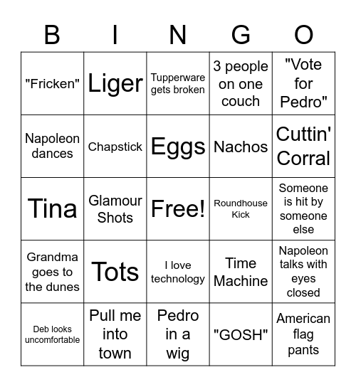 Napoleon Dynamite Bingo Card