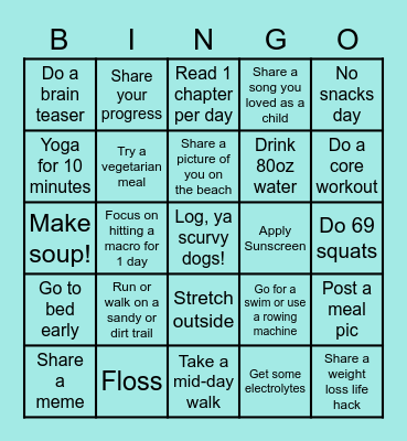 BEACH WEEK BINGO Card