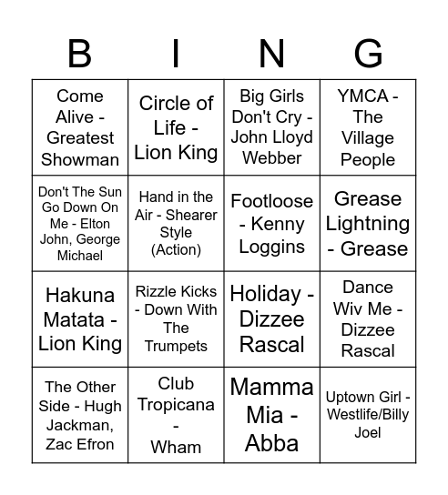 Beaker Bingo Card