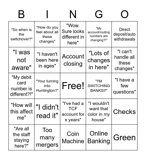 Conversion Week Bingo Card