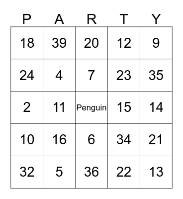 Winter Party! Bingo Card