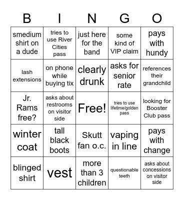 Ralston vs. Skutt Bingo Card