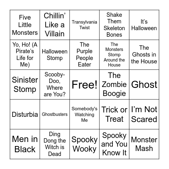 Sunflower Halloween Music Bingo Card