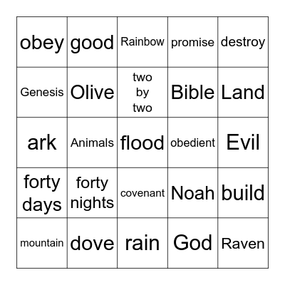 Noah's Ark Bingo Card