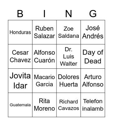 Loteria Bingo Card