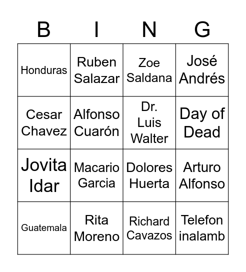 Loteria Bingo Card