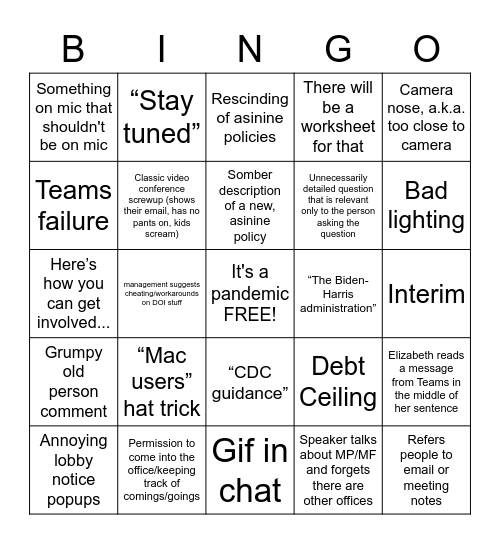 ESC ALL HANDS October Bingo Card