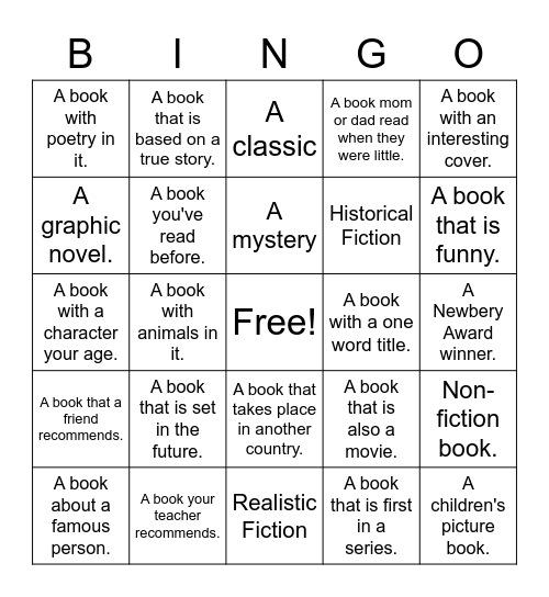 Book Bingo Card