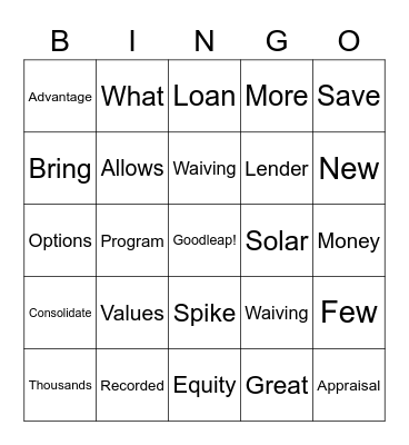 NEAP Bingo Card