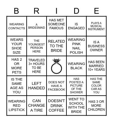 FIND THE GUEST BINGO Card