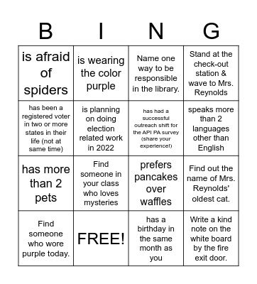 FIND SOMEONE WHO.... Bingo Card