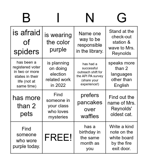 FIND SOMEONE WHO.... Bingo Card