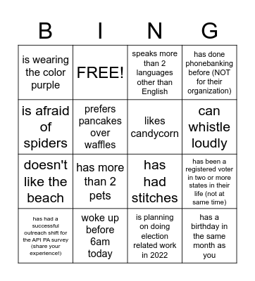FIND SOMEONE WHO.... Bingo Card