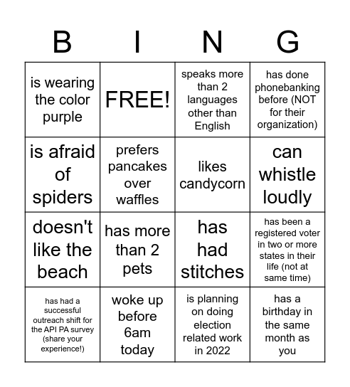FIND SOMEONE WHO.... Bingo Card