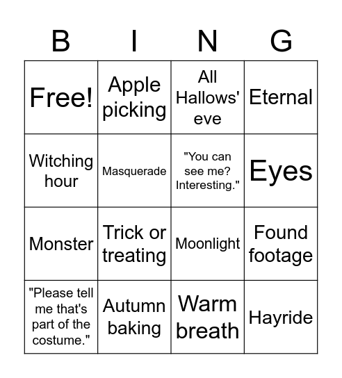 i love books bingoween Bingo Card