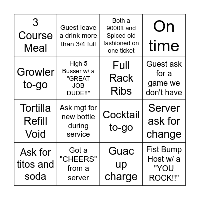 FRI-YAY BINGO (BAR) Bingo Card