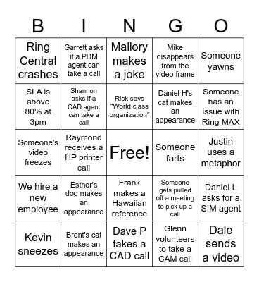 Support Summit 2021 Bingo Card