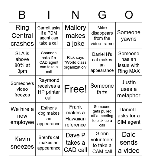 Support Summit 2021 Bingo Card