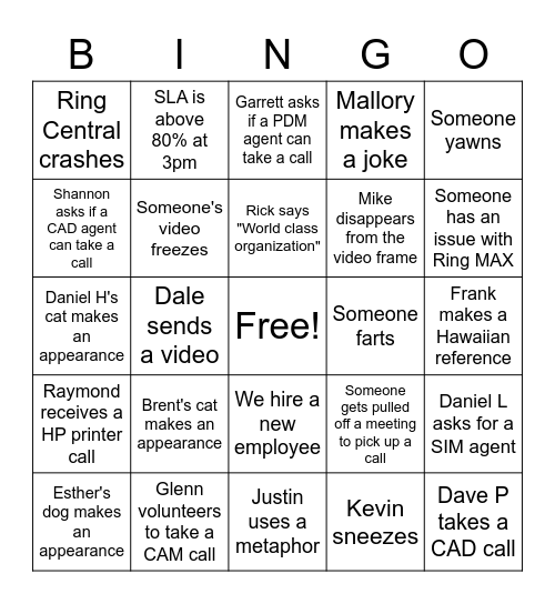 Support Summit 2021 Bingo Card