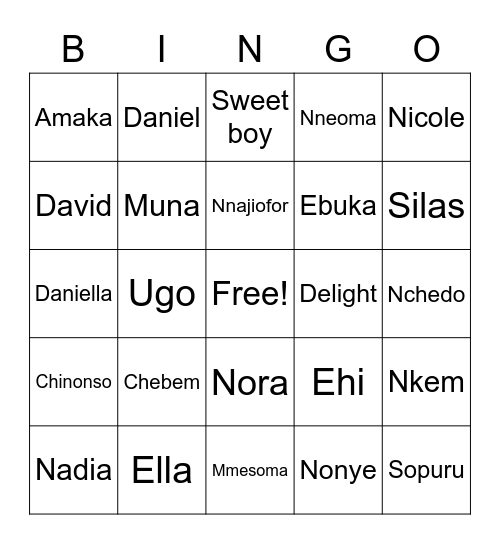 Aralu Middle names 😁 Bingo Card