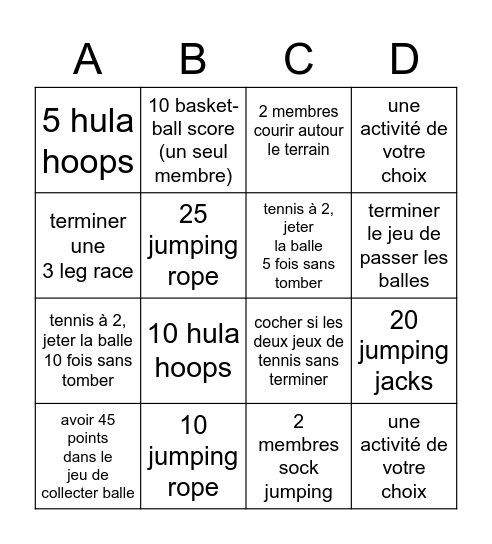 BINGO SPORTIF Bingo Card